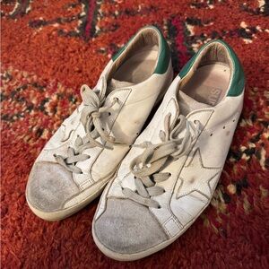 White and Green Golden Goose Sneakers